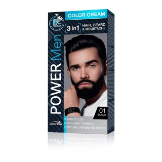 Joanna Power Men Cream Color 3in1 - men's hair, beard and mustache dye - /01/ Black Joanna Power Men Cream Color 3in1 - men's hair, beard and mustache dye - /01/ Black