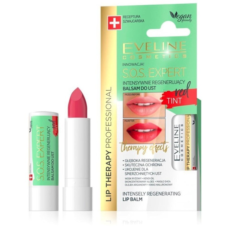 Eveline Lip Therapy S.O.S EXPERT balsam do ust regenerujacy red color 4 g