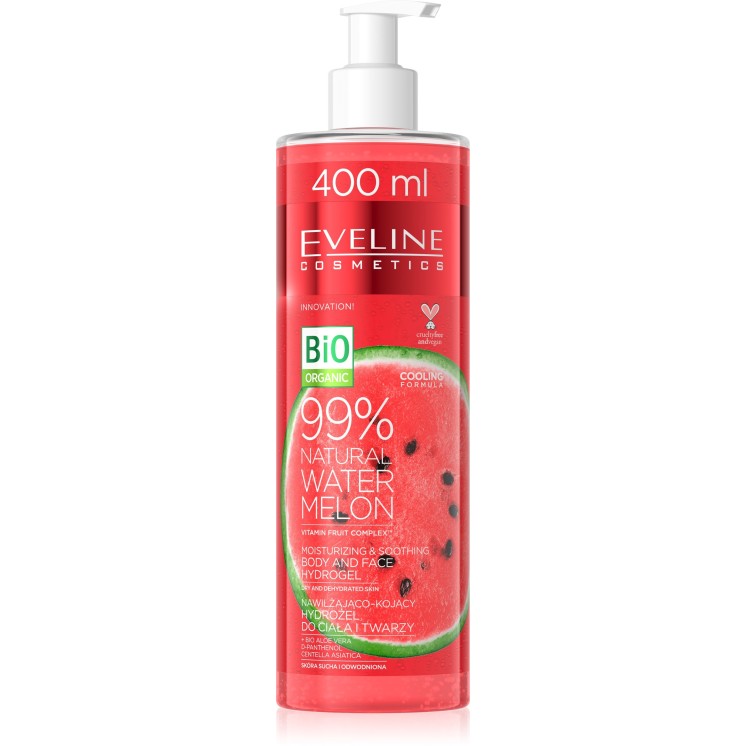 Eveline Natural Watermelon Nawilżająco - kojący Hydrożel do ciała i twarzy 400 ml