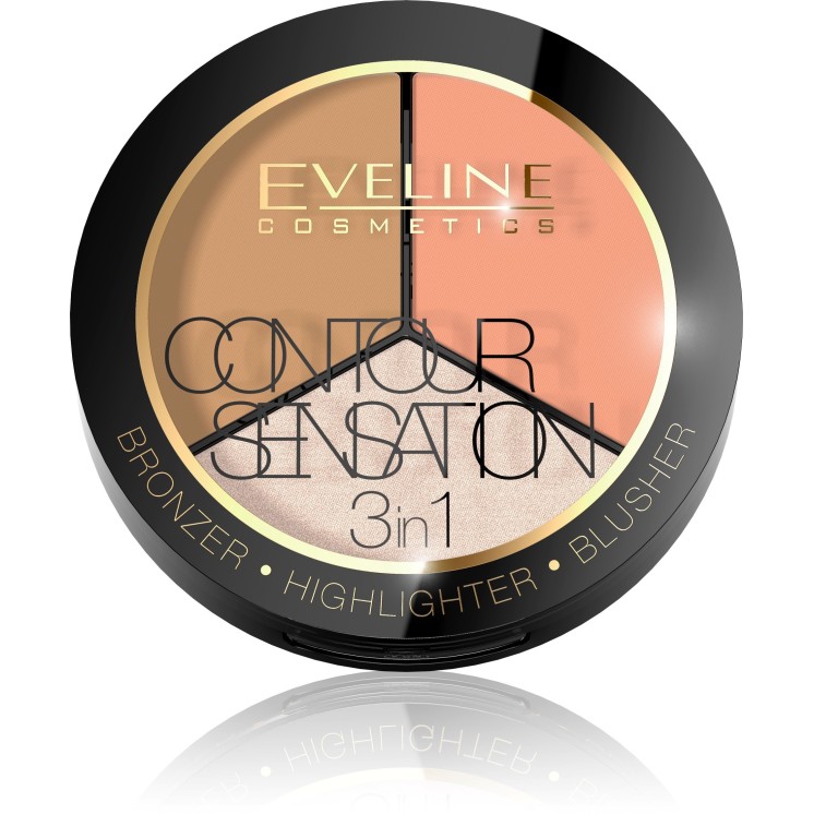 Eveline Contour Sensation 3w1 Paleta modelująca kontur twarzy /02/ Peach Beige 13,5 g