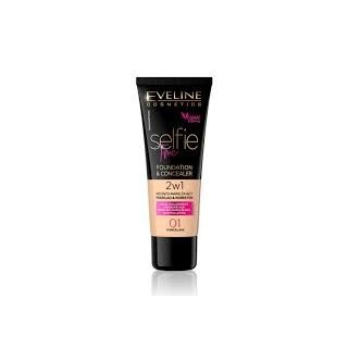 Eveline Selfie Time 2-in-1 Covering and Moisturizing Foundation /01/ Porcelain 30 ml Eveline Selfie Time 2-in-1 Covering and Moisturizing Foundation /01/ Porcelain 30 ml