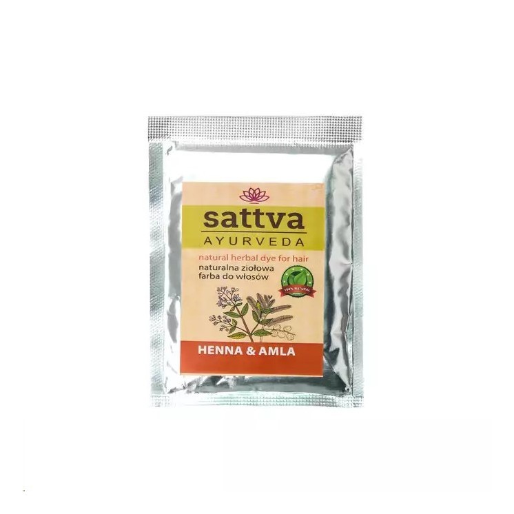 Sattva Ayurveda Naturalna ziołowa Farba do włosów Henna & Amla 10 g