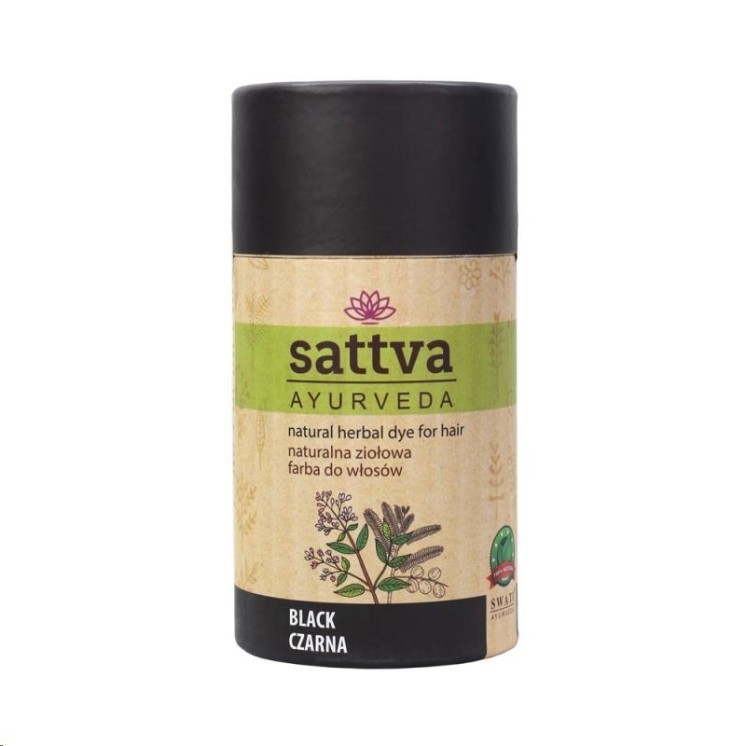 Sattva Ayurveda Naturalna ziołowa Farba do włosów Czarna 150 g