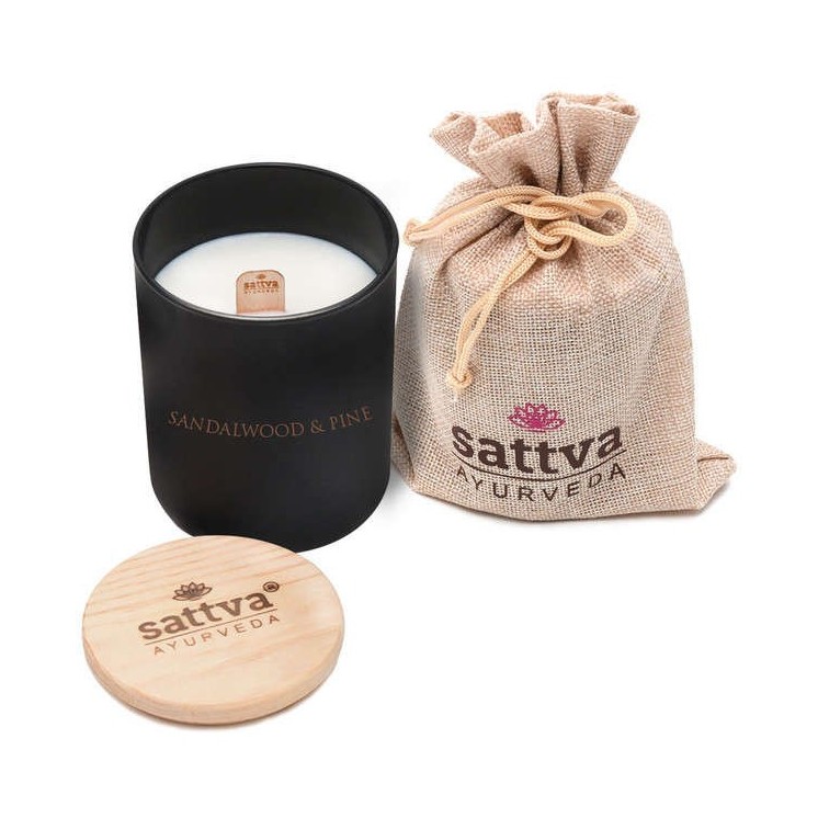 Sattva Ayurveda Natural Soy Candle Sandalwood and Pine 1 piece