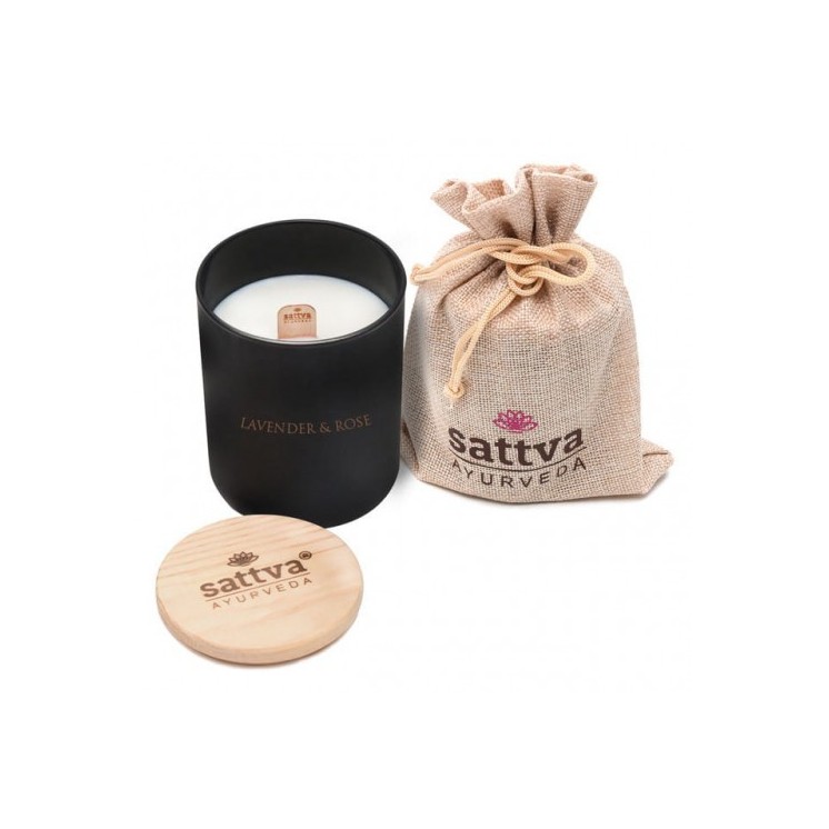 Sattva Ayurveda Natural Soy Candle Lavender and Indian Rose 1 piece