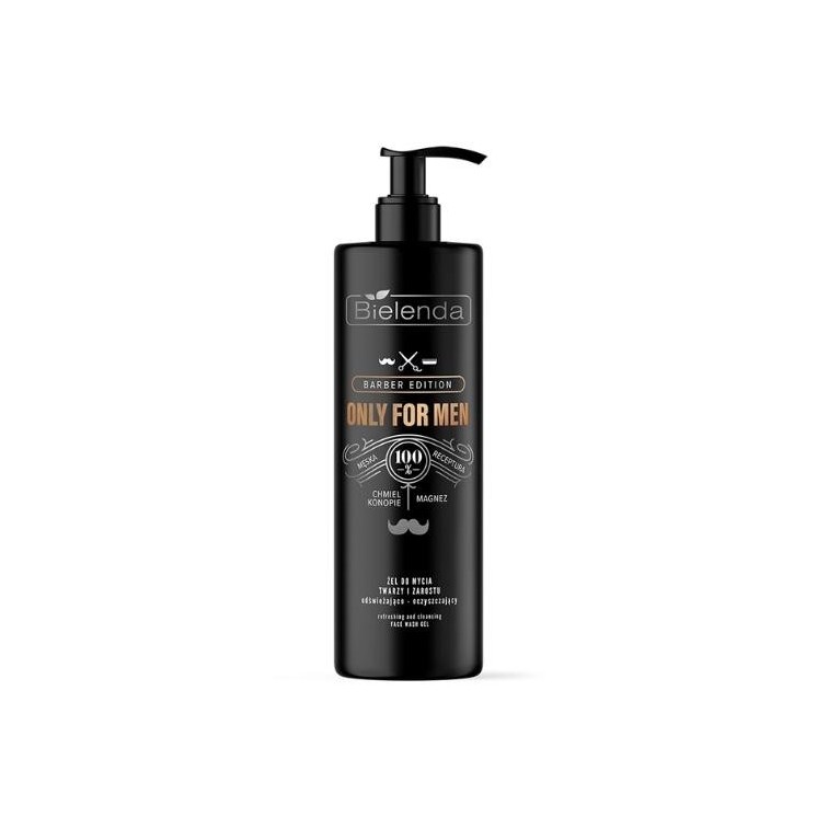 Bielenda ONLY FOR MEN BARBER EDITION Żel do mycia twarzy dla mężczyzn odświeżająco-oczyszczający 190 g