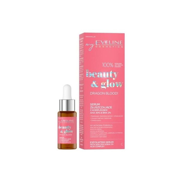 Eveline Beauty & Glow Dragon Blood! Serum złuszczające z kompleksem AHA 30% & BHA 2% 18 ml