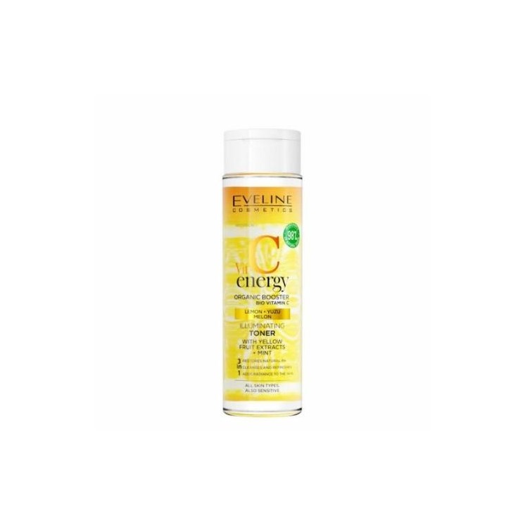 Eveline Vit C Energy Organic Booster rozświetający Tonik do twarzy do skóry wrażliwej 200 ml