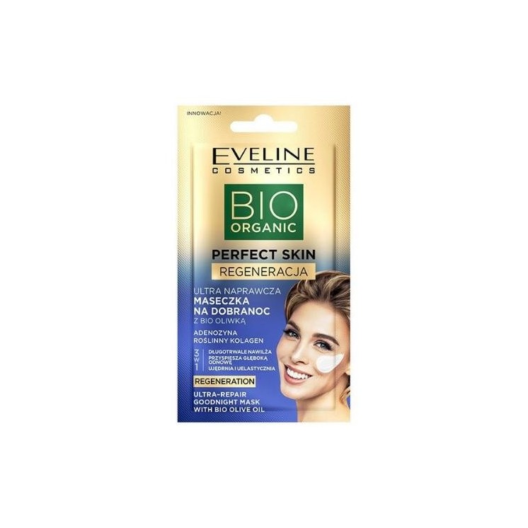 Eveline Bio Organic Perfect Skin ultra naprawcza Maseczka do twarzy na dobranoc z Bio Oliwką 8 ml