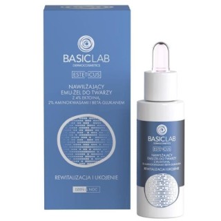 BasicLab Esteticus moisturizing Emu-Gel for the face with 4% Ectoine, Amino Acids and Beta-Glucan revitalizing and soothing 30 