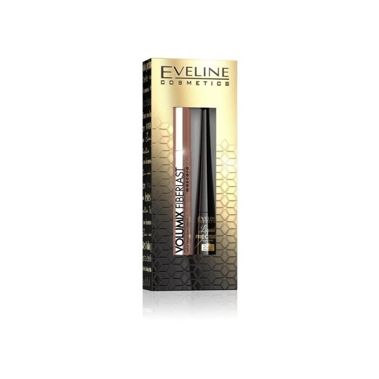 Eveline Zestaw prezentowy Volumix Fiberlast Ultra False Tusz do rzęs + Precision Eyeliner czarny