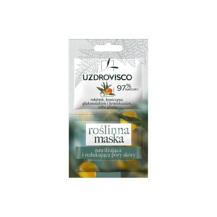 Uzdrovisco Roślinna Maska nawilżająca i redukująca pory skóry Rokitnik i Koniczyna 10 ml