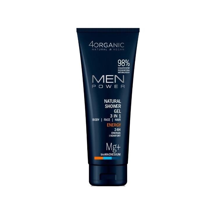 4Organic Men Power natural shower gel for men 3in1 Energy 250 ml