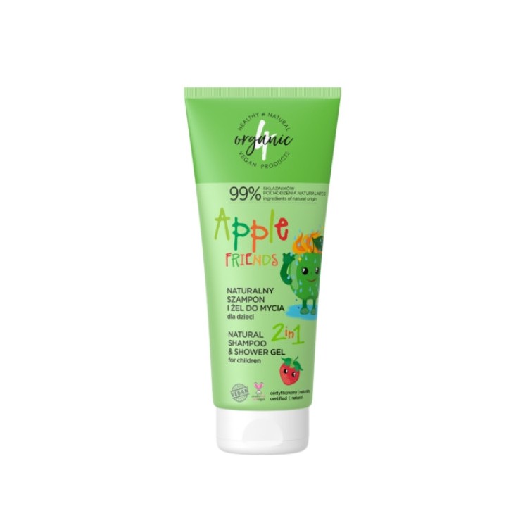 4Organic Apple Friends naturalny Szampon i Żel do mycia dla dzieci 2w1 200 ml
