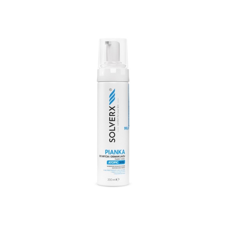 Solverx Atopic Skin Pianka do mycia twarzy i demakijażu do skóry atopowej 200 ml