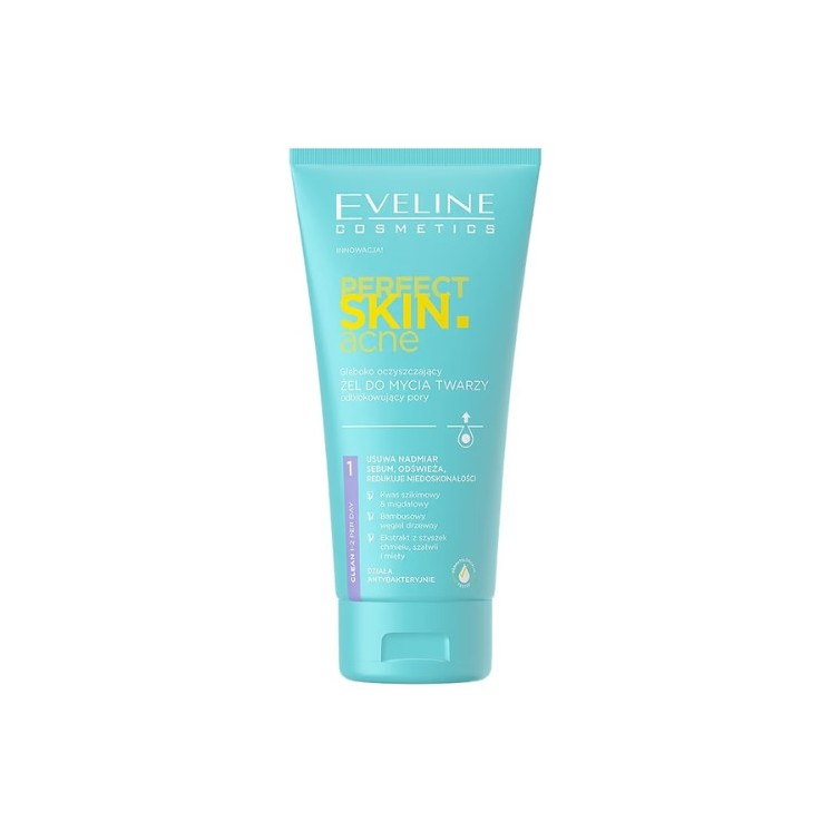 Eveline Perfect Skin Acne głęboko oczyszczający Żel do mycia twarzy odblokowujący pory 150 ml