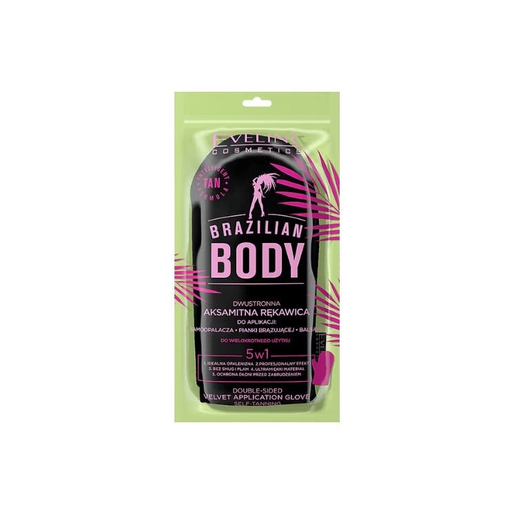 Eveline Brazilian Body aksamitna dwustronna Rękawica do aplikacji produktów na ciało 1 sztuka