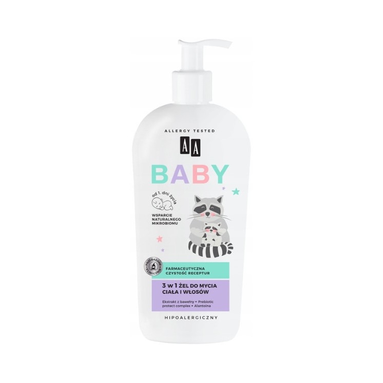 AA Baby 3w1 Żel do mycia ciała i włosów 400 ml