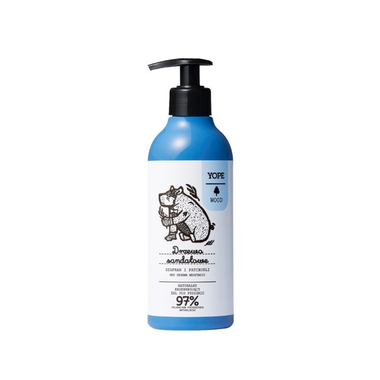 YOPE Wood Żel pod prysznic dla mężczyzn Drzewo sandałowe, Szafram i Patchouli 400 ml