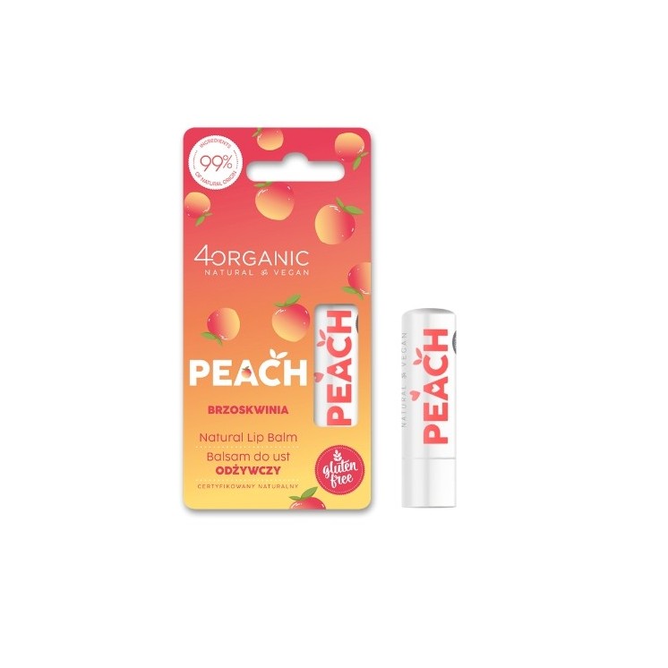 4Organic Naturalny odżywczy Balsam do ust Peach 5 g
