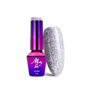 MollyLac /546/ Luxury Glam Hybrid Varnish Mr Silver 5 ml
