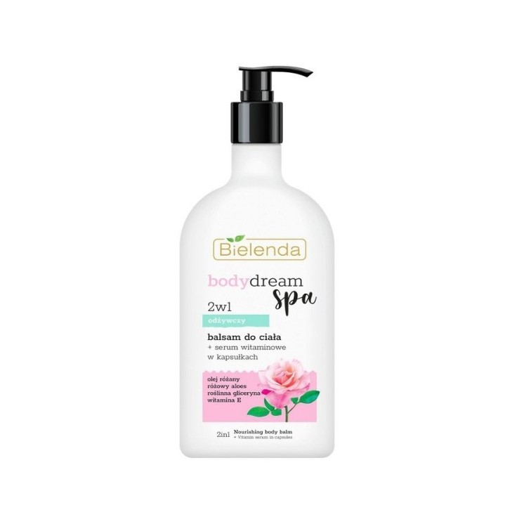 Bielenda Body Dream Spa 2w1 odżywczy Balsam do ciała + Serum witaminowe w kapsułkach Róża 350 ml