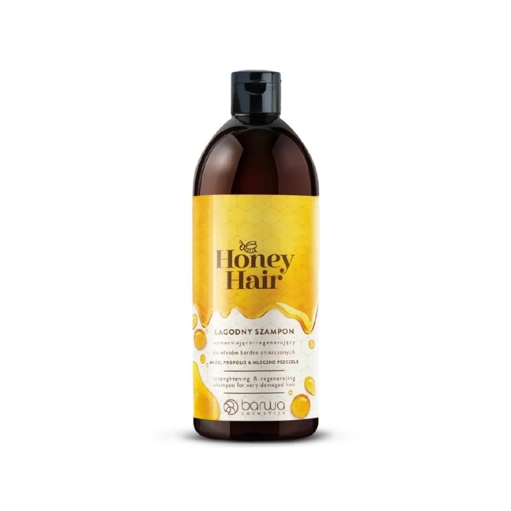 Barwa Honey Hair Wzmacniająco - regenerujący Szampon do włosów bardzo zniszczonych Miód , Propolis & Mleczko Pszczele 480 ml