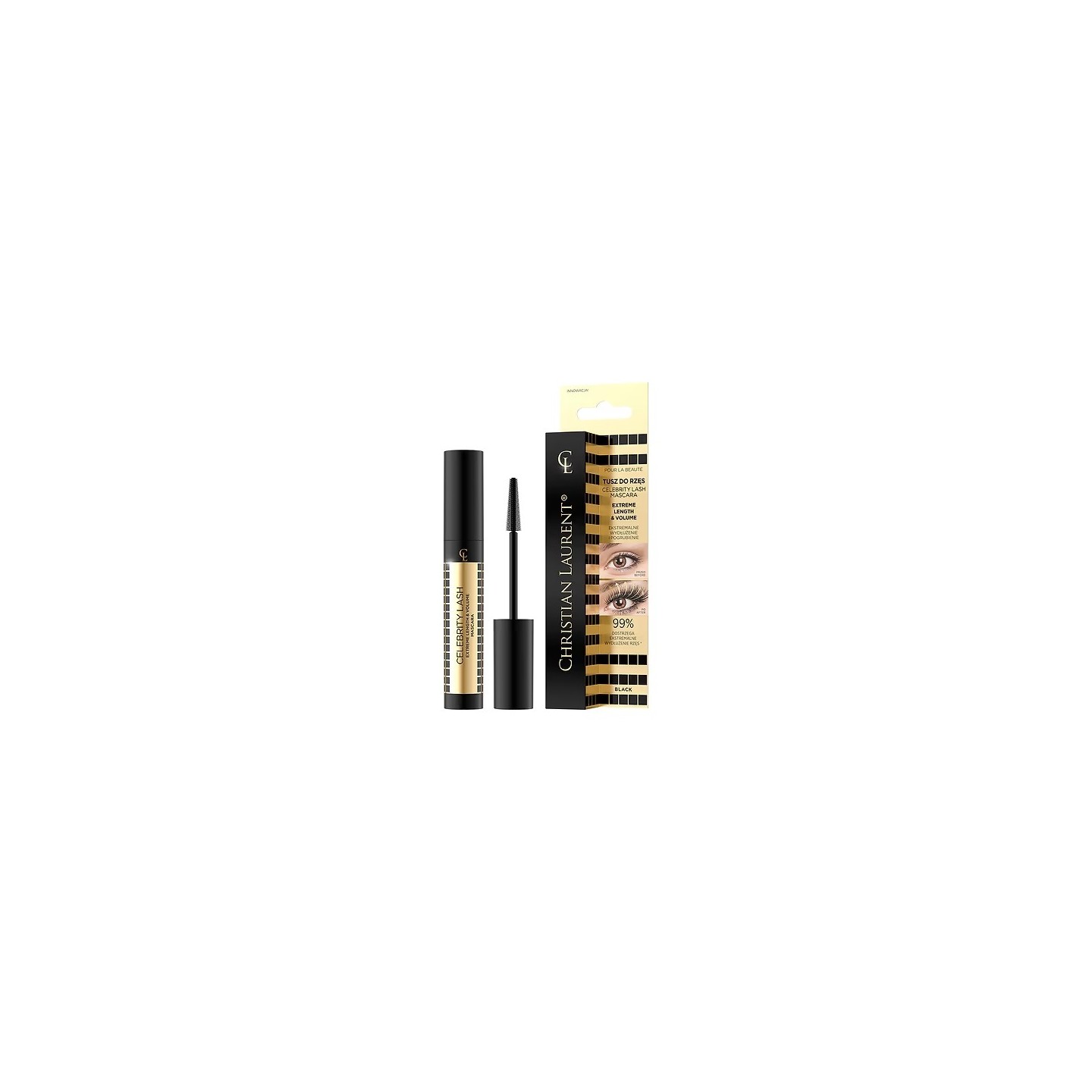 Eveline Christian Laurent Celebrity Lash Extreme Lengthening and Thickening Mascara 7 ml Eveline Christian Laurent Celebrity Lash Extreme Lengthening and Thickening Mascara 7 ml