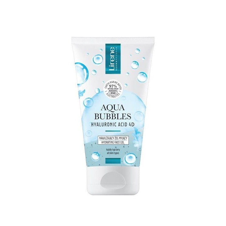 Lirene Aqua Bubbles Hyaluronic Acid 4D nawilżający Żel do mycia twarzy do każdego rodzaju skóry 150 ml