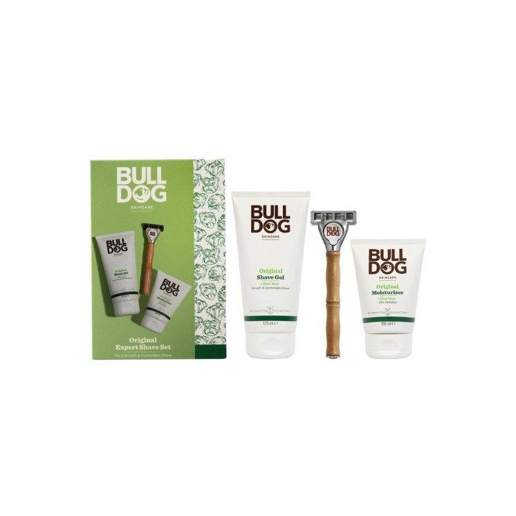 Bulldog Expert Shave Zestaw do golenia: Żel do golenia 175 ml + Krem nawilżający do twarzy 100 ml + Maszynka do golenia
