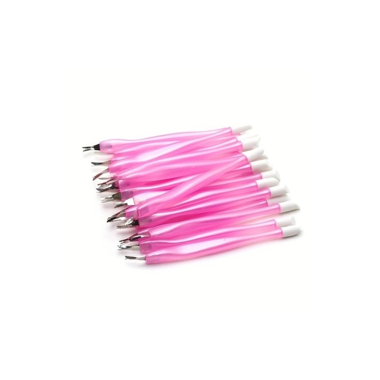 Set of double-sided Pink cuticle removal tools, 10 pieces
