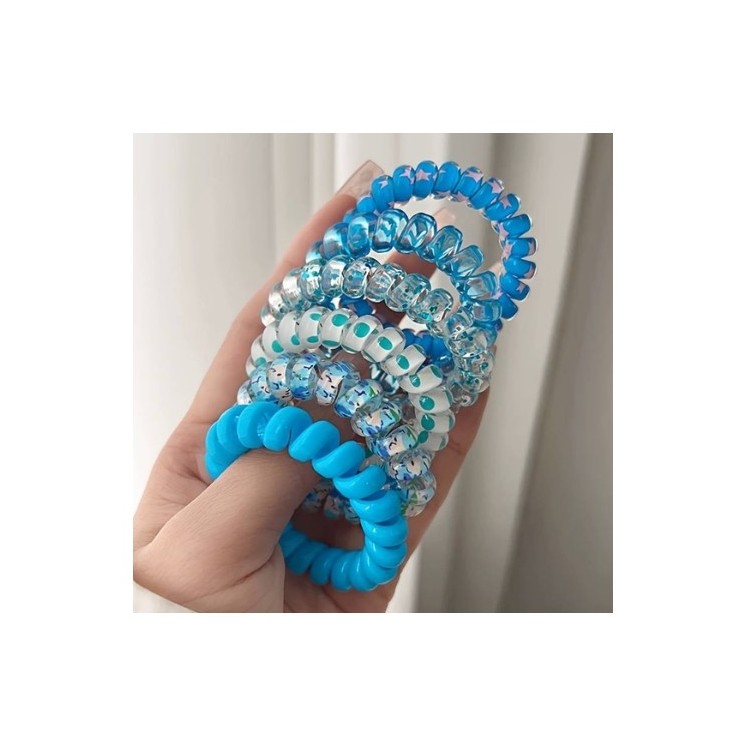 Set of 6 Blue Mix hair bands
