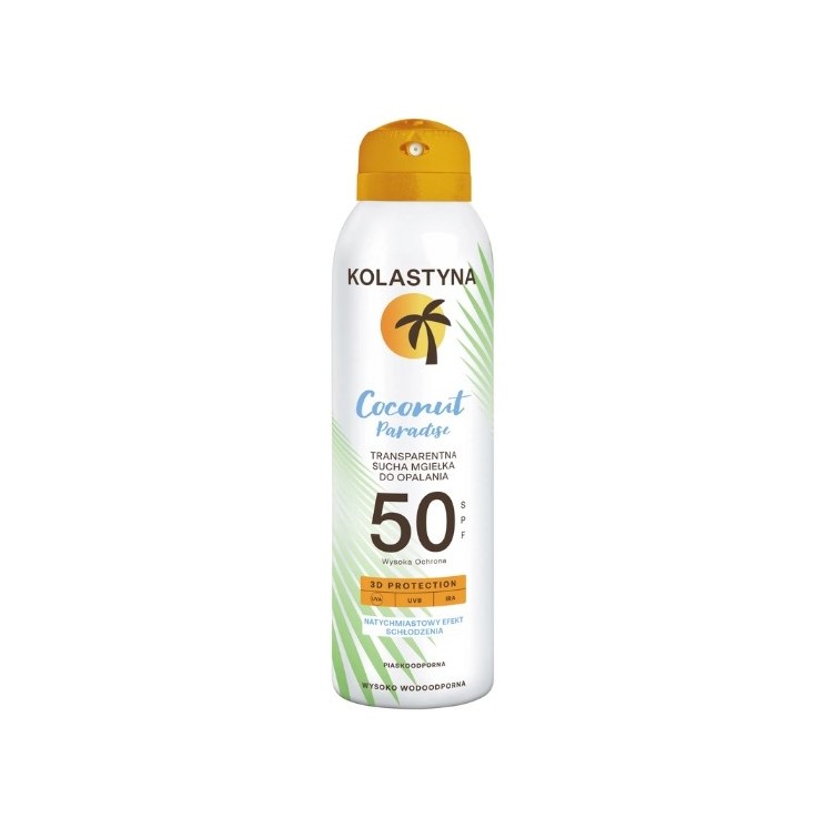 Kolastyna Coconut Paradise transparent dry Sun tanning mist SPF50 150 ml