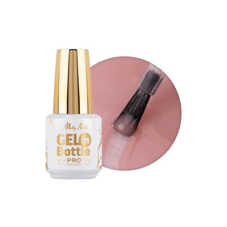 MollyLac Pro Salon Gel in bottle Nail gel in a bottle with a multifunctional brush Naked 15 g