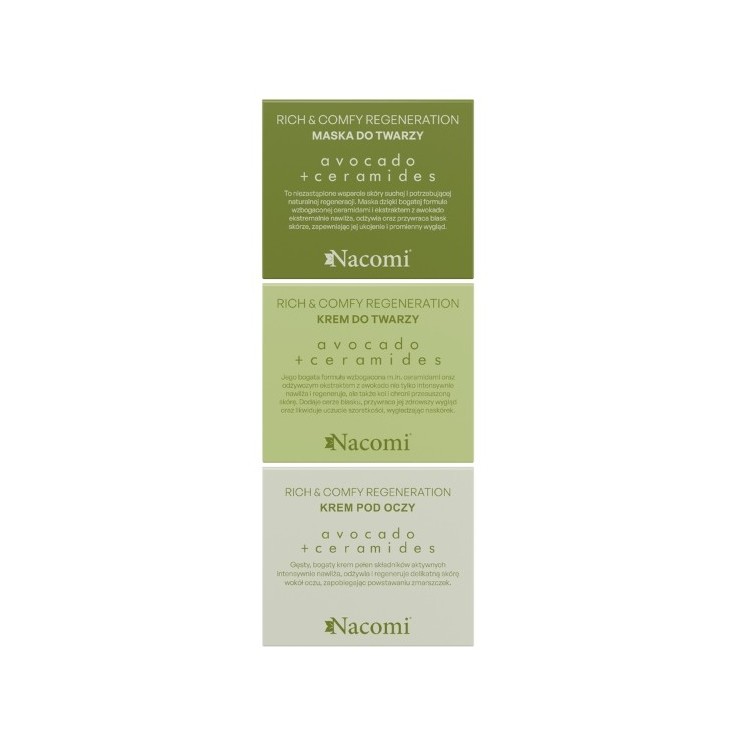 Nacomi Face Care Set Avocado Gift Set Face Care Cream 40 ml + Face Mask 40 ml + Eye Cream 15 ml
