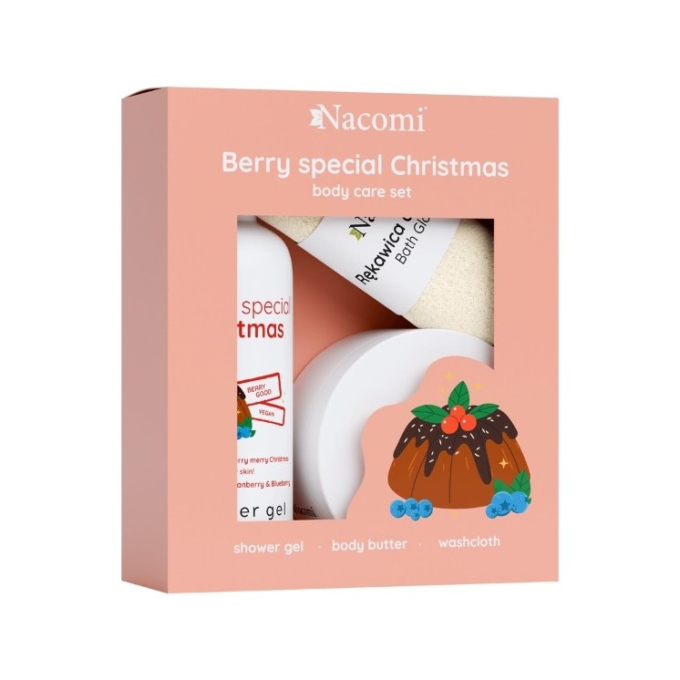 Nacomi Body Care set Cranberry and Berry Shower gel 300 ml + Body butter 100 ml + Bath glove