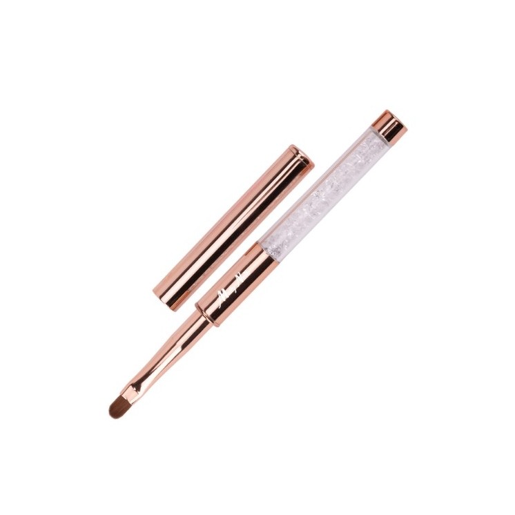 Molly Nails Pędzelek do żelu owalny golden z cyrkoniami długość włosia 8 mm rozmiar nr 6