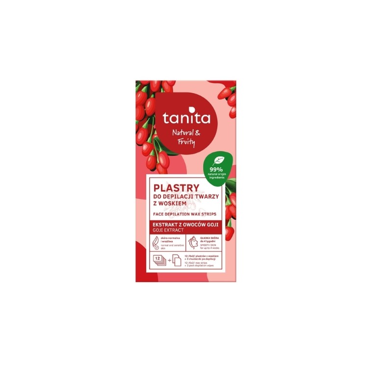 Tanita Natural &Fruity Goji Wax Facial Hair Removal Strips 12 pcs.