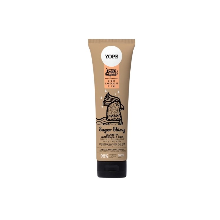 YOPE Daily Heroes Super Shiny laminująca Galaretka do włosów z lnem 140 ml