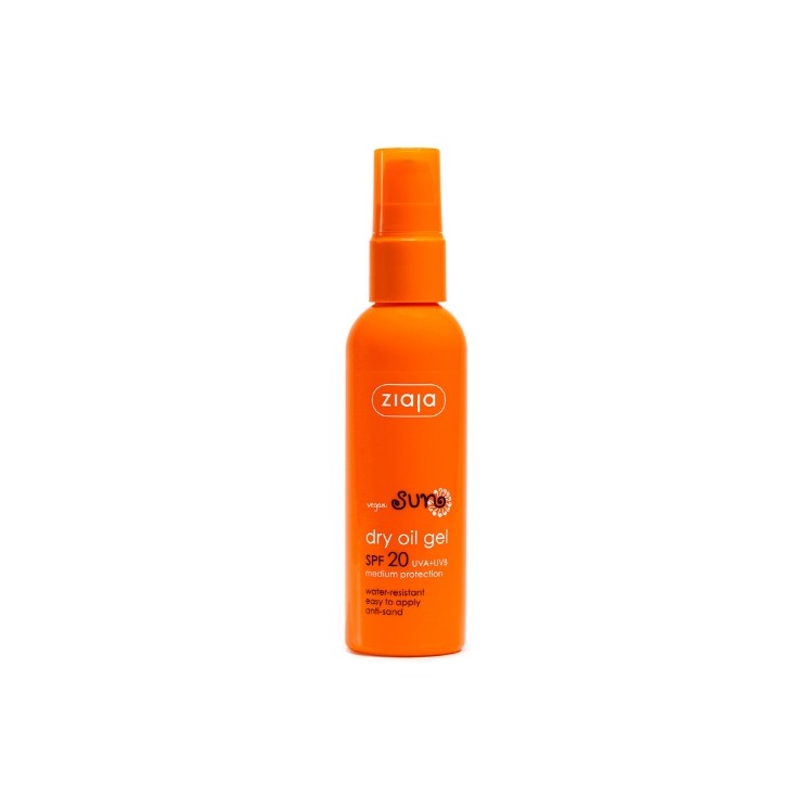 Ziaja Sun suchy Olejek w żelu do opalania odporny na wodę i piasek SPF20 UVA + UVB ochorna średnia 90 ml Ziaja Sun suchy Olejek w żelu do opalania odporny na wodę i piasek SPF20 UVA + UVB ochorna średnia 90 ml