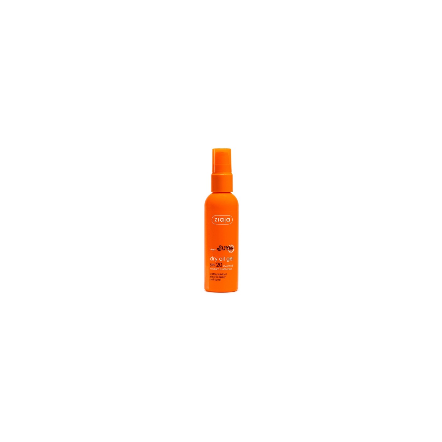 Ziaja Sun suchy Olejek w żelu do opalania odporny na wodę i piasek SPF20 UVA + UVB ochorna średnia 90 ml Ziaja Sun suchy Olejek w żelu do opalania odporny na wodę i piasek SPF20 UVA + UVB ochorna średnia 90 ml