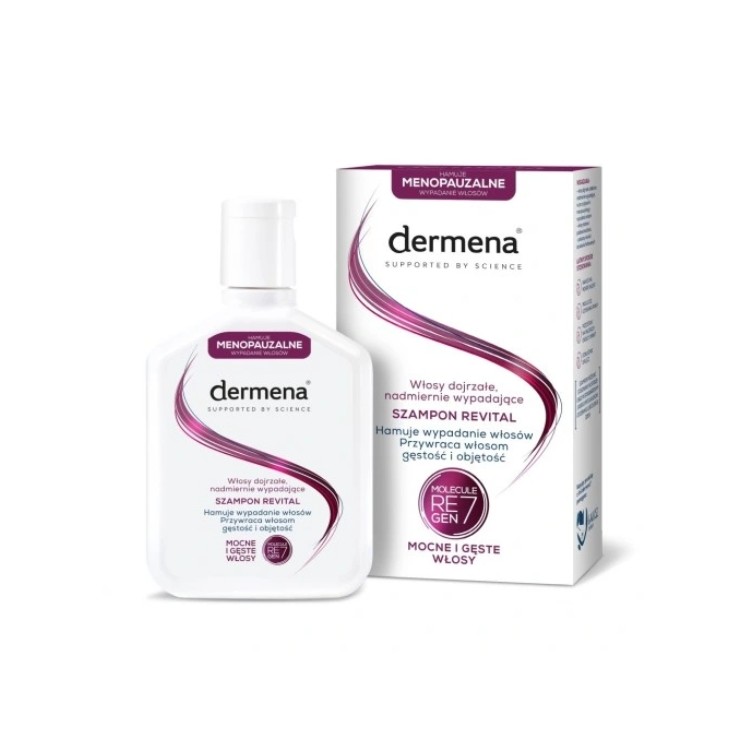 Dermena Revital Szampon hamujący menopauzalne wypadanie włosów 200 ml Dermena Revital Szampon hamujący menopauzalne wypadanie włosów 200 ml