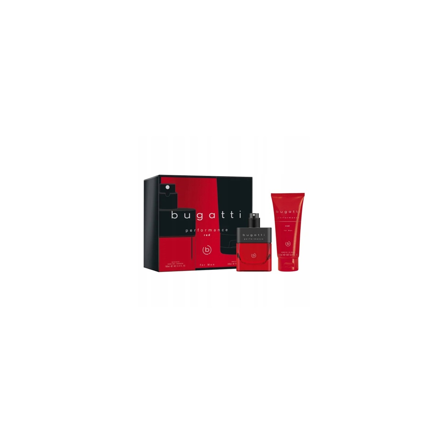 Bugatti Zestaw prezentowy: Woda toaletowa dla mężczyzn 100 ml + Żel pod prysznic 200 ml Performance Red  Bugatti Zestaw prezentowy: Woda toaletowa dla mężczyzn 100 ml + Żel pod prysznic 200 ml Performance Red
