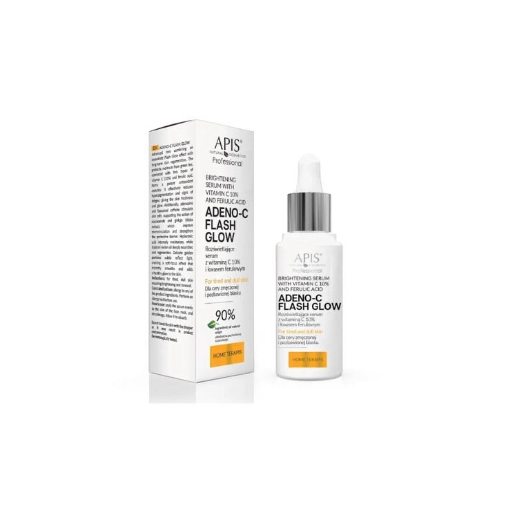 Apis Adeno-C Flash Glow rozświetlające Serum do twarzy z Witaminą C i Kwasem ferulowym 30 ml