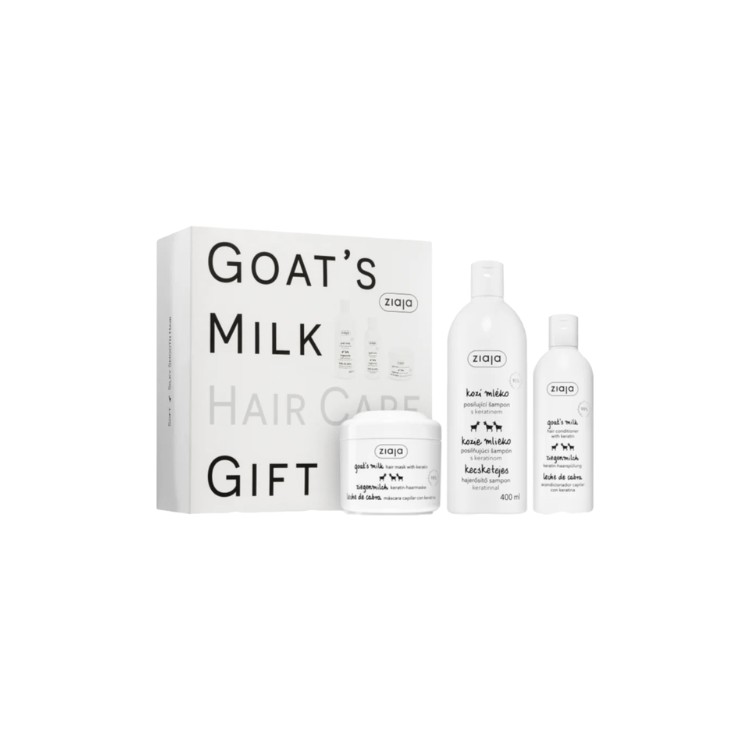 Ziaja Goat Milk Hair Gift Set: Shampoo 400ml + Conditioner 200ml + Mask 200ml