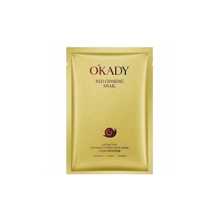 Okady Moisturizing and Firming Sheet Mask with Ginseng Extract and Snail Slime 25 ml