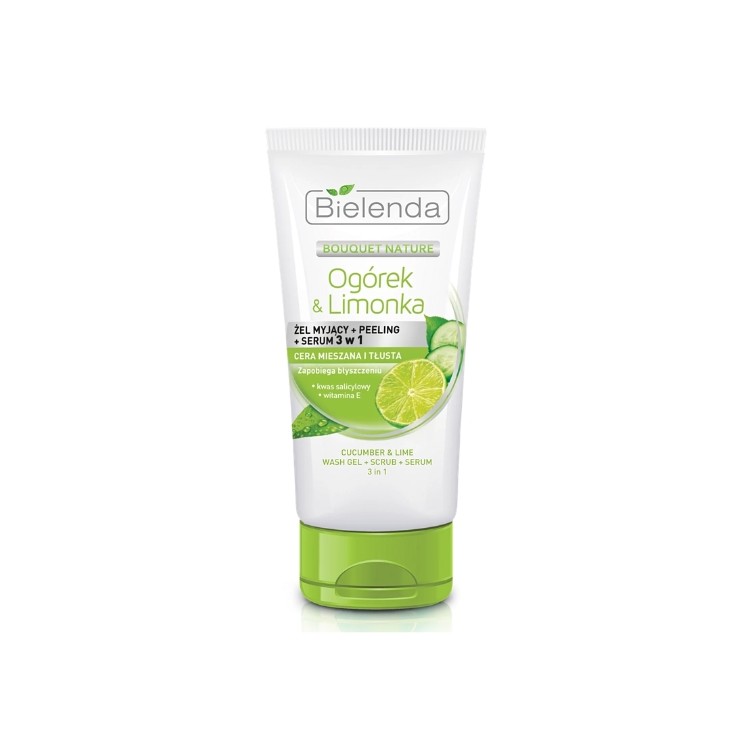 Bielenda Cucumber and Lime 3in1 Cleansing Gel + Peeling + Serum 150 ml