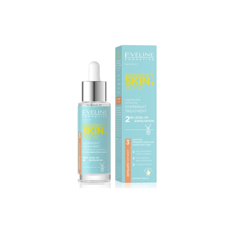 Eveline Perfect Skin Acne Kuracja na noc korygująca niedoskonałości 2 stopień złuszczania 30 ml