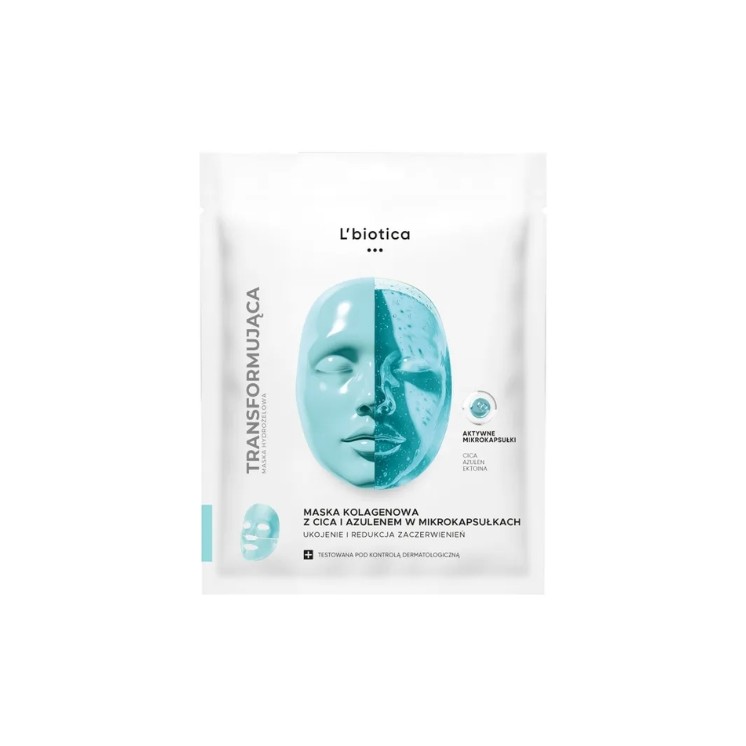 L'Biotica Soothing and Redness Reduction Collagen Face Sheet Mask with Cica 1 pc.