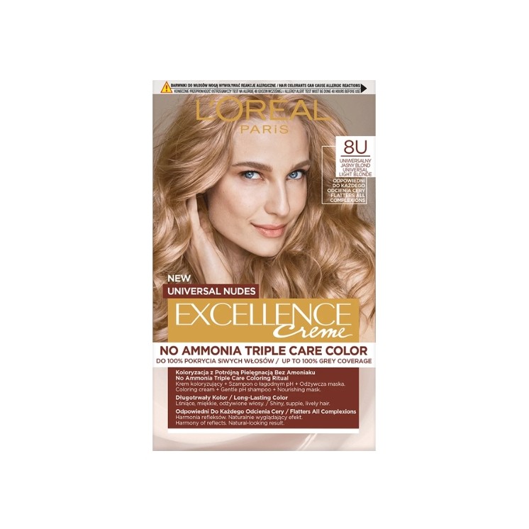 L'oreal Excellence Nudes Farba do włosów /8U/ Jasny Blond